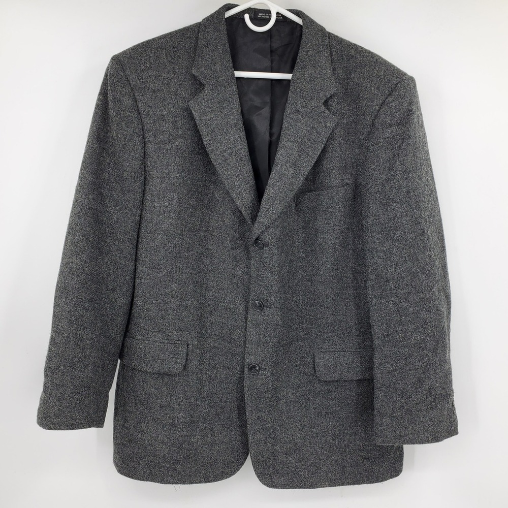 Barrington Mens 44R Blazer 100% Wool Charcoal Grey Tweed Sport Coat 85026 S-171